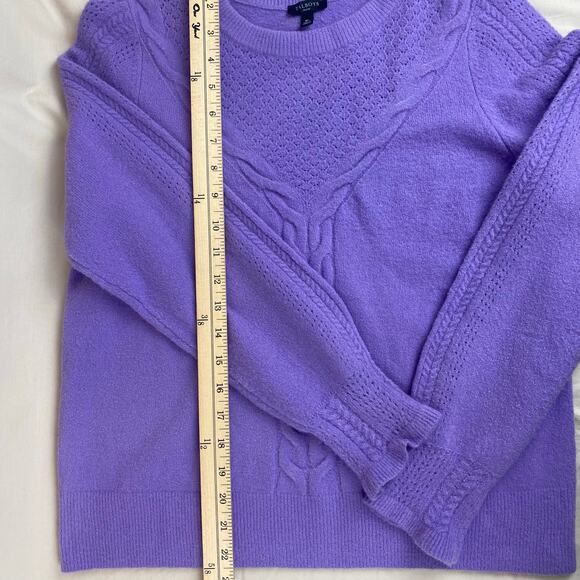 Talbots Petite Medium Purple Stretchy Cable Knit Sweater Braided Detail - Picture 3 of 7